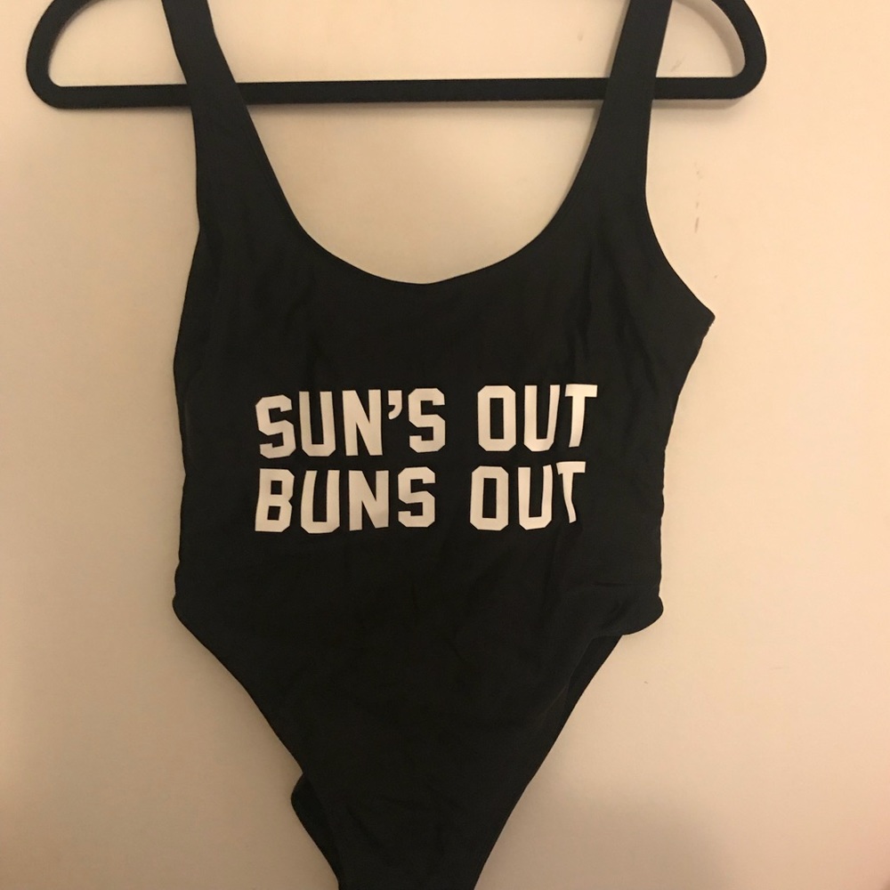 Suns Out Buns Out One Piece Black Bathing Suit - Picture 3 of 6